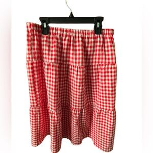 Cider Red Gingham Women's Midi Skirt